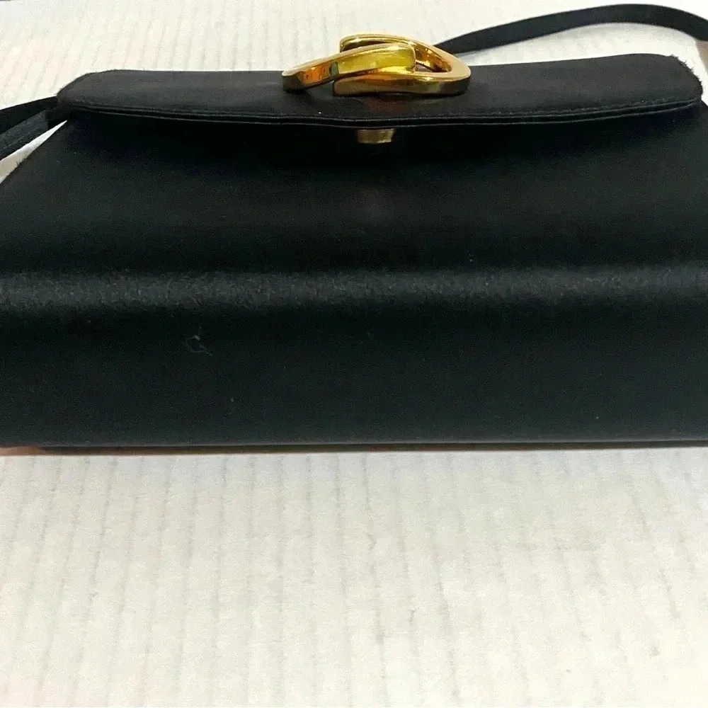 Gucci black satin vintage GP logo shoulder handbag - Picture 2 of 13